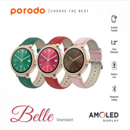 Porodo Belle Smart Watch – 1.19″ AMOLED, IP68 Water‑Resistant, Bluetooth Calling