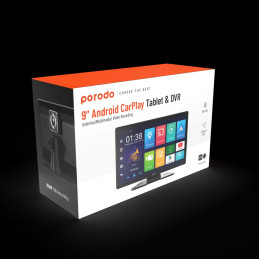 Porodo 9″ Android CarPlay Tablet & DVR – GPS, Wi‑Fi, 4GB RAM / 64GB Storage, Multimedia & Video Recording