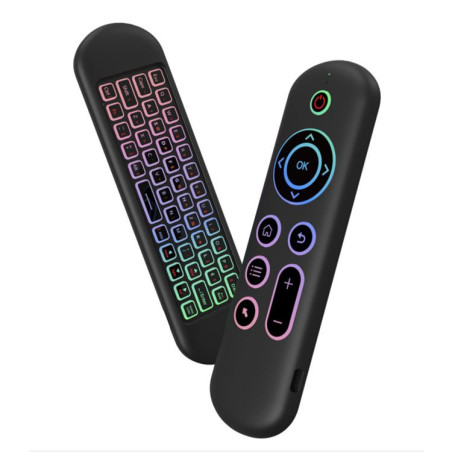 Porodo Air Mouse Remote Mini Keyboard – 58‑Key QWERTY, 6‑Axis Gyro, 2.4 G & Bluetooth Wireless