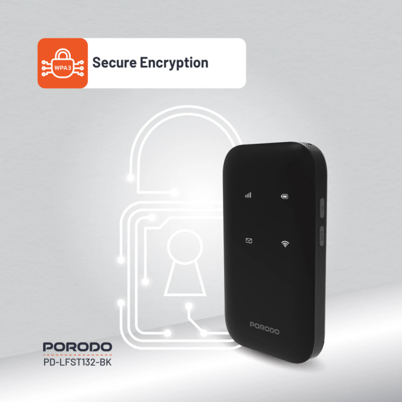 Porodo Pocket Router 4G LTE | WiFi 6 – Portable Hotspot with Long‑Life Battery