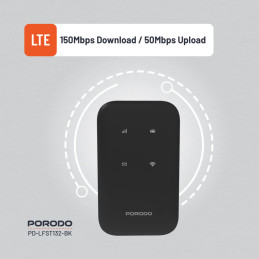 Porodo Pocket Router 4G LTE | WiFi 6 – Portable Hotspot with Long‑Life Battery