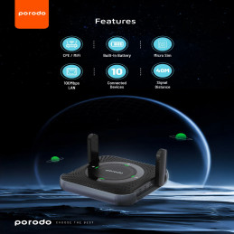 Porodo 4G / LTE Home & Outdoor Portable Router – Portable Internet for Home, Travel & Outdoor Use