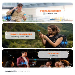 Porodo 4G / LTE Home & Outdoor Portable Router – Portable Internet for Home, Travel & Outdoor Use