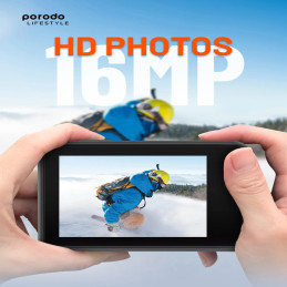 Porodo Lifestyle UHD Dual Display Action Camera – 4K, Waterproof, Dual‑Screen, Wi‑Fi