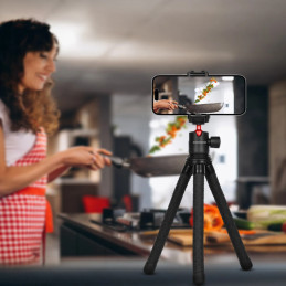 Porodo Flexible Tripod Stand – Foldable, Lightweight Camera & Smartphone Tripod, 1/4″ Mount