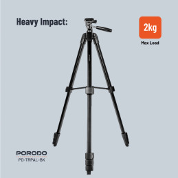Porodo Professional Gimbal Tripod 171 cm – Heavy-Duty Camera Stand, Height Adjustable, 360° Rotation