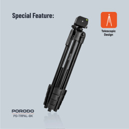 Porodo Professional Gimbal Tripod 171 cm – Heavy-Duty Camera Stand, Height Adjustable, 360° Rotation