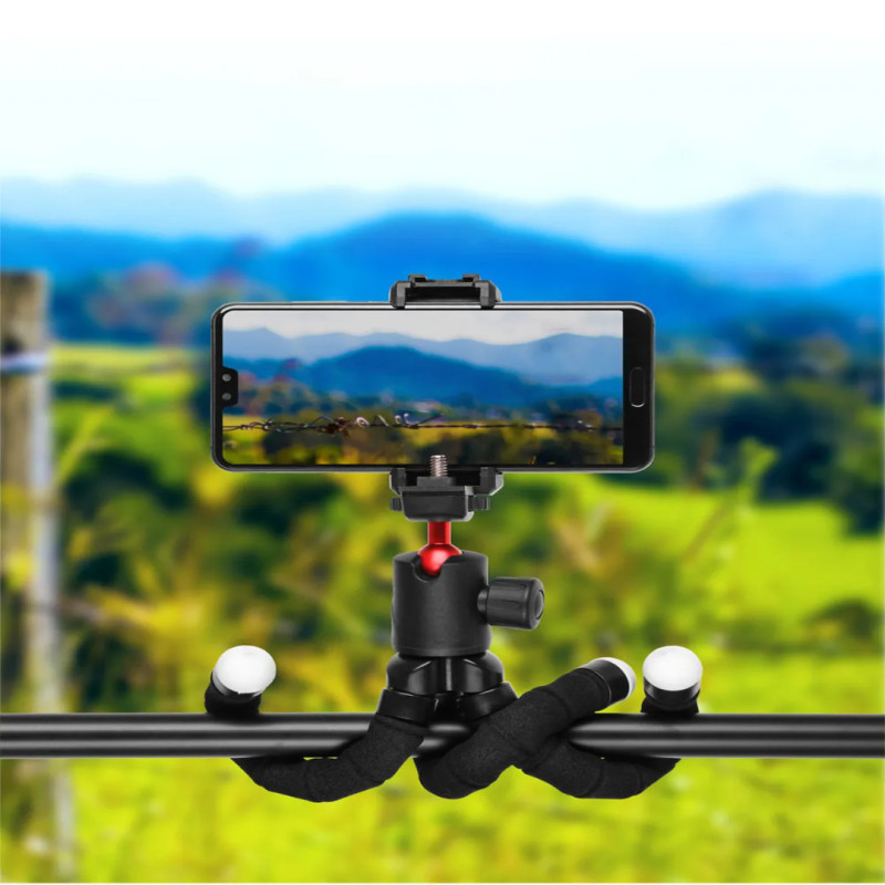 Porodo Flexible Versatile Tripod 33 cm – Bendable Legs, Universal 1/4″ Mount, Lightweight Camera & Phone Stand