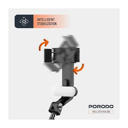 Porodo QuadBase Gimbal Stabilizer – 3‑Axis Motorized Smartphone Stabilizer, 8–10h Battery, Multiple Shooting Modes