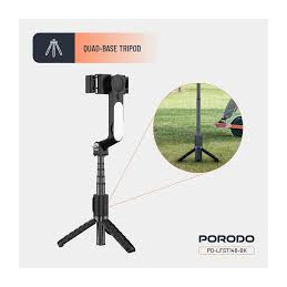 Porodo QuadBase Gimbal Stabilizer – 3‑Axis Motorized Smartphone Stabilizer, 8–10h Battery, Multiple Shooting Modes