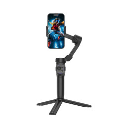 Porodo 3‑Axis Gimbal Stabilizer with Magnetic Fill Light – Smartphone Stabilizer, Adjustable LED, 6 Shooting Modes