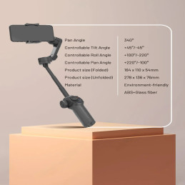 Porodo 3‑Axis Gimbal Stabilizer with AI Tracking – Smartphone Motorized Stabilizer, Face & Object Tracking