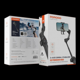 Porodo 3‑Axis Gimbal Stabilizer with AI Tracking – Smartphone Motorized Stabilizer, Face & Object Tracking