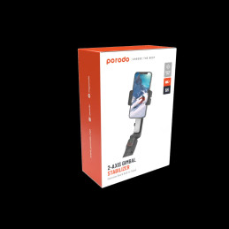 Porodo 2‑Axis Gimbal Stabilizer – Extension Rod & Built-in Tripod, Smartphone Motorized Stabilizer
