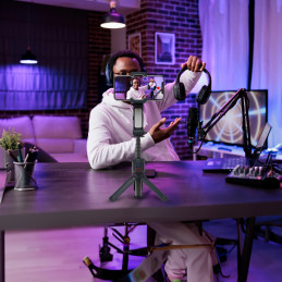 Porodo 2‑Axis Gimbal Stabilizer – Extension Rod & Built-in Tripod, Smartphone Motorized Stabilizer