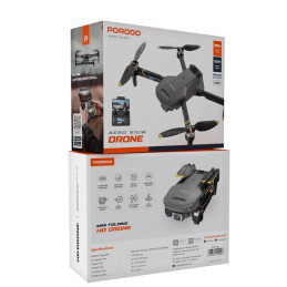 Porodo Aero View Drone – Foldable 6‑Axis Quadcopter, Brushless Motor, Live Camera & 360° Flip
