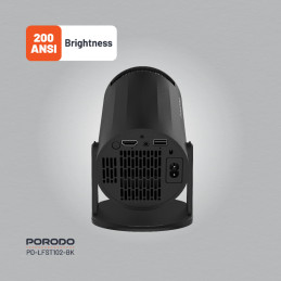 Porodo Wireless Mirroring Multi‑Angle Projector – Full HD, 40–130″, WiFi/Bluetooth Mirroring, Android Smart Projector