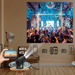 Porodo Wireless Mirroring Multi‑Angle Projector – Full HD, 40–130″, WiFi/Bluetooth Mirroring, Android Smart Projector